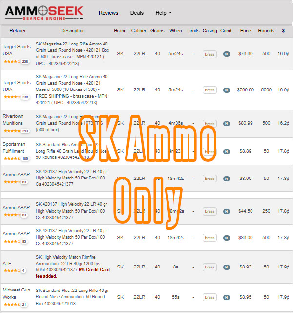 ammoseek ammoseek.com ammunition supplies