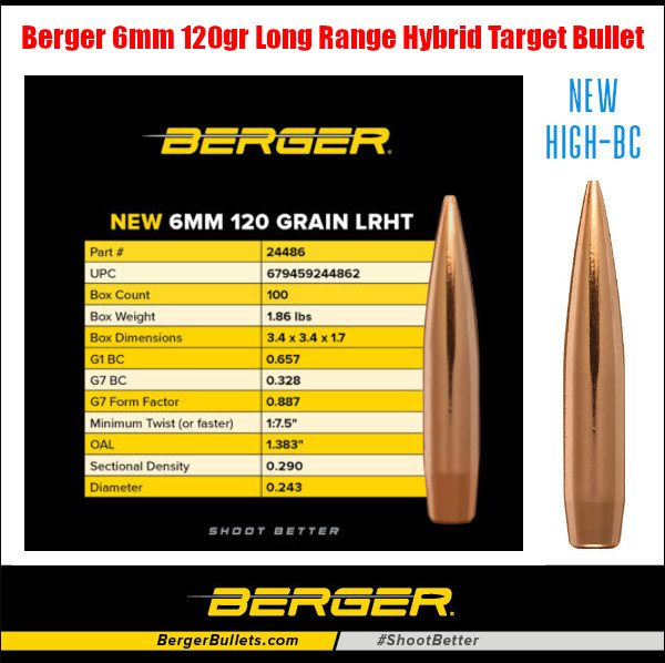 berger 120 grain long range hybrid target lrht 6mm bullet ultimate reloader applied ballistics