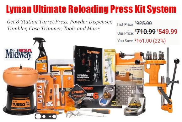 lyman reloading center turret press powder dispenser ultimate combo sale