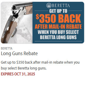 beretta fall shotgun rifle rebate discount