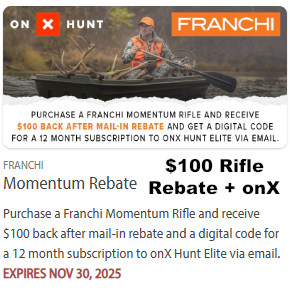 Franchi $100 off rifle rebate