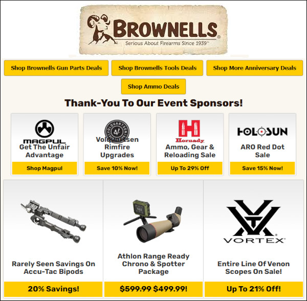 brownells discounts Fathers Day sale 2026