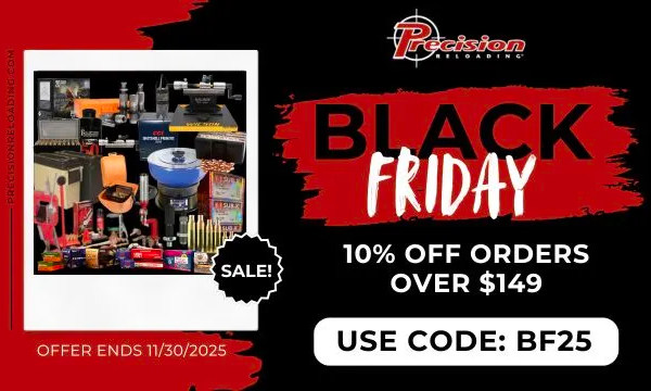 Precision Reloading Black Friday sale 10% Off code BF25