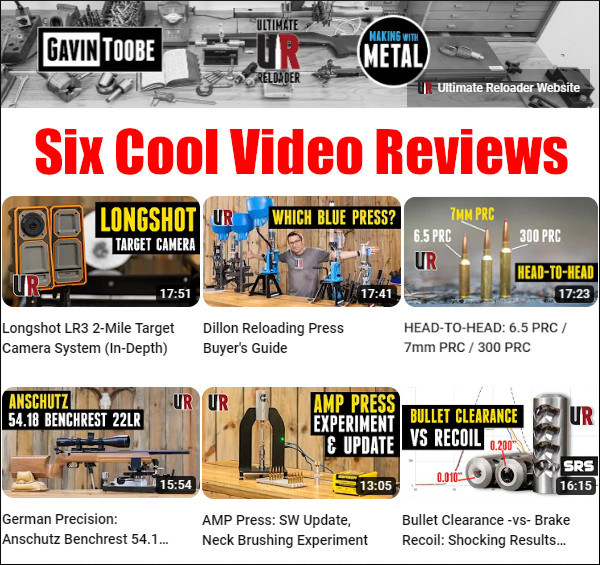 Ultimate reloader gavin gear longshot camera AMP press anschutz rifle 7mm PRC 6.5 PRC 300 muzzle brake videos