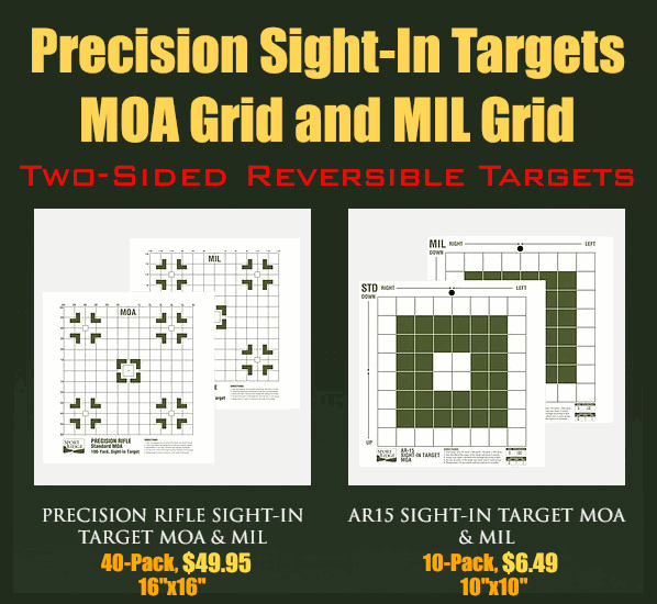 sighting in sight-in target mil moa milrad grid reversible target