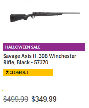 halloween sale savage axis II .308 win rifle