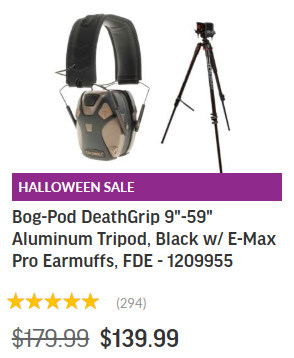 halloween sale bog-pod tripod caldwell e-max muffs