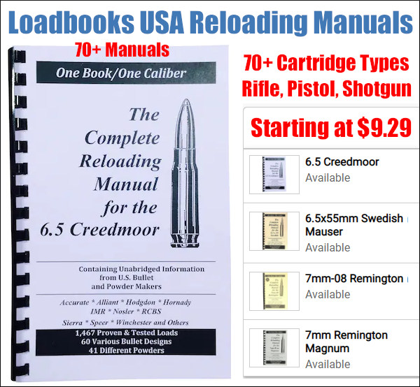 loadbook reloading manual .223 Rem 9mm .45 ACP 6.5 Creedmoor load data