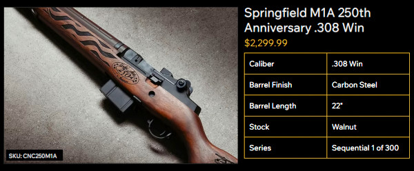 springfield armory 250th M1A m14 special edition collectable firearms
