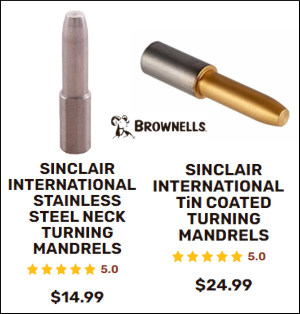 Expander Mandrel reloading case neck tension cartridge brass