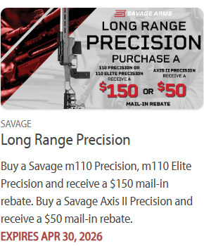 savage precision rifle rebate 2026