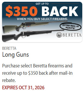 beretta long gun rifle $350 rebate