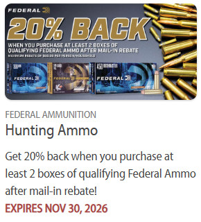 Federal rifle shotgun fall hunting ammunition ammo rebate