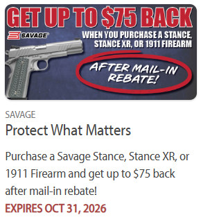 savage pistol 1911 rebate