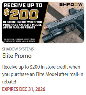 shadow systems pistol $200 rebate