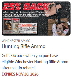 winchester 25% Ammo ammunition rebate