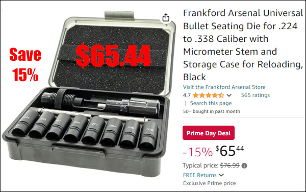 amazon prime day sale bargain 20% off reloading tools bullet seating