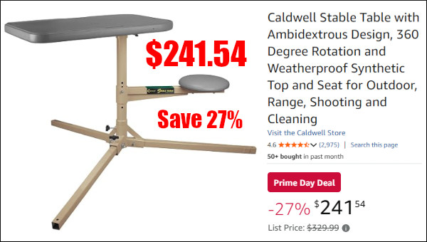amazon prime day sale bargain 27% off shooting bench stable table
