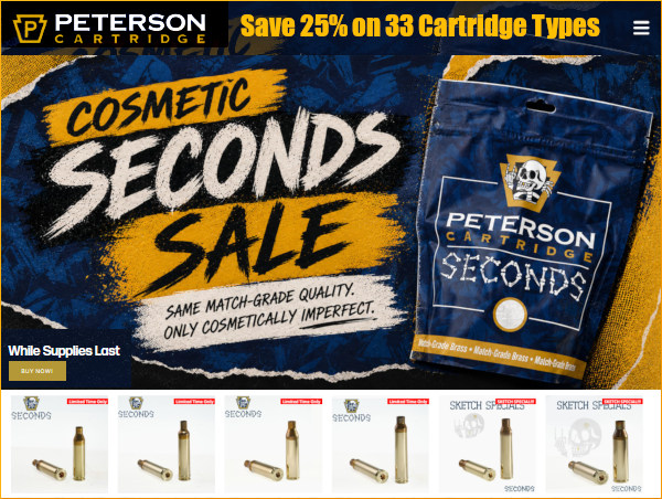 Peterson cartridge brass 4th July 250 years 25% off cosmetic second brass