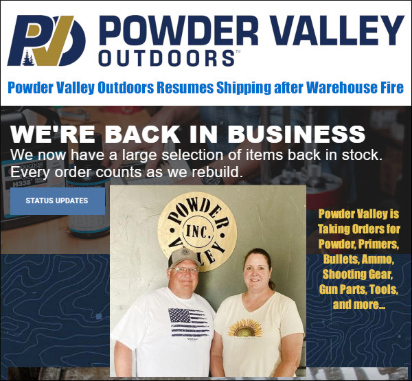 powder valley outdoors warehouse fire rebuilding open business active