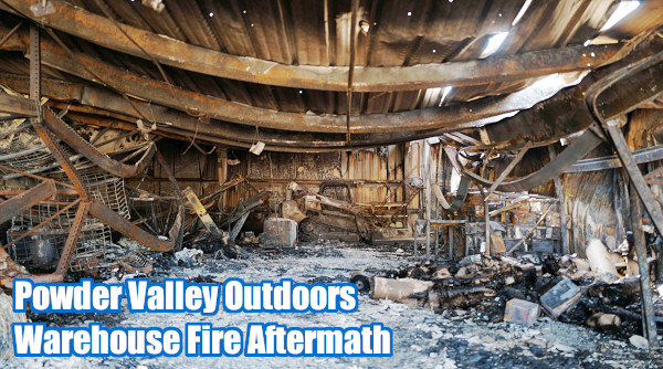 powder valley outdoors warehouse fire rebuilding open business active