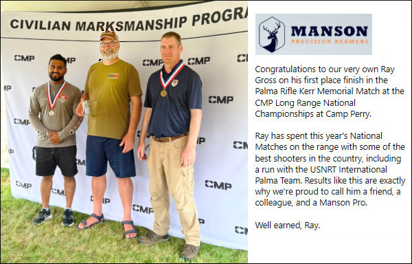 Raymond ray gross Kerr trophy winner Camp Perry .308 Win 7.62x51 palma barnard action bartlein barrel sunday gunday