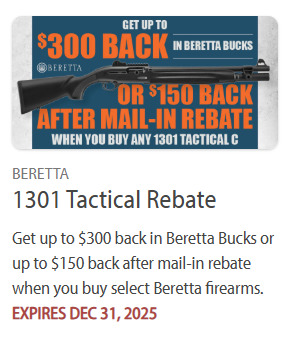 beretta 2025 shotgun rifle rebate