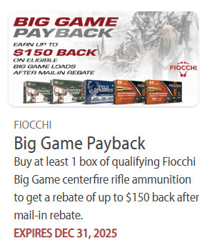 fiocchi big game hunting ammo rebate