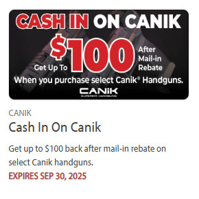 canik pistol rebate