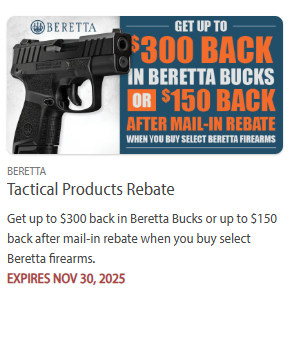 beretta pistol rebate