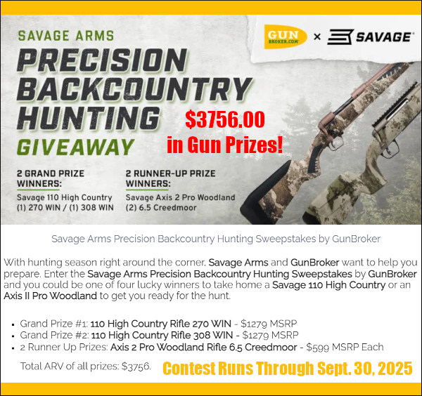 savage gunbroker elite precision 110 hunting rifle contest september 2025