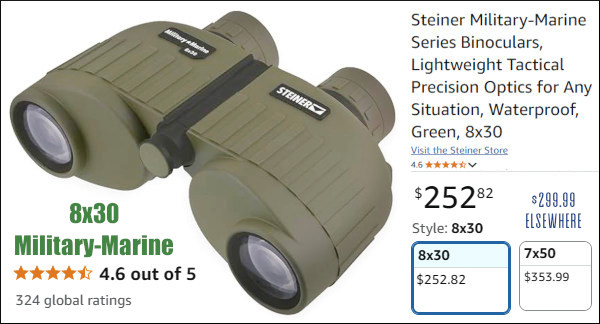 Steiner model 2033 8x30 military marine binoculars