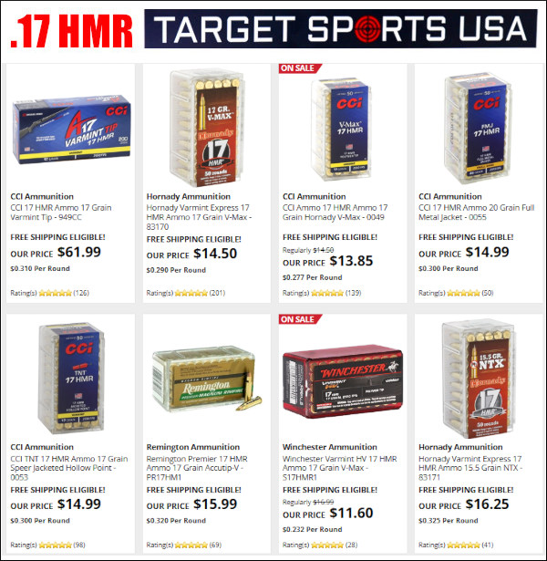 17 HMR rifle ammo .17 rimfire varmint hunting targetsports usa sale page report