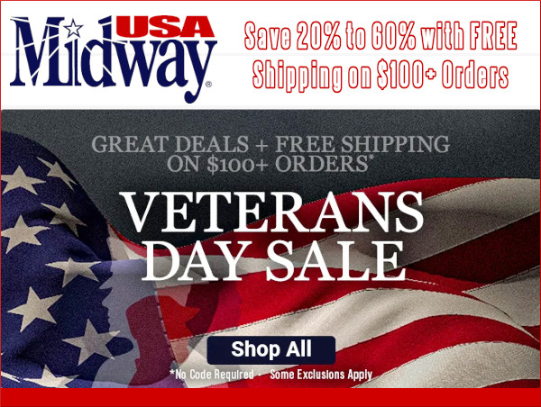 midwayusa veterans day sale optics ammo reloading rangefinder 2025 november 11