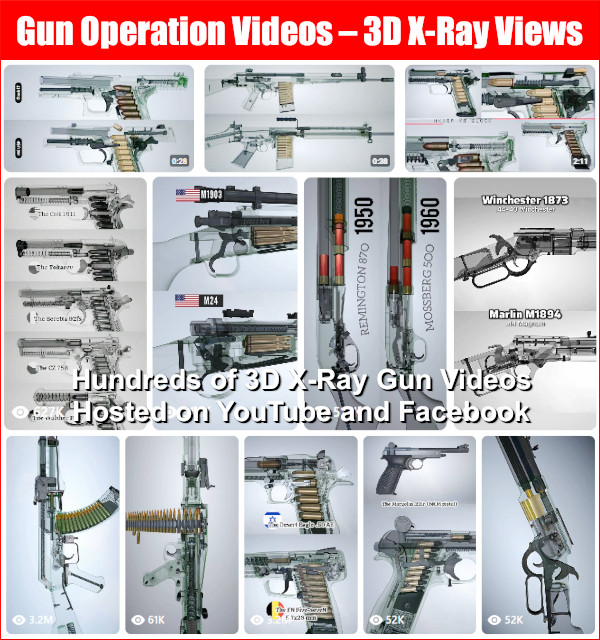 rifle pistol revolver shotgun x-ray 3d reels shorts video collection masonggun gunmechanism
