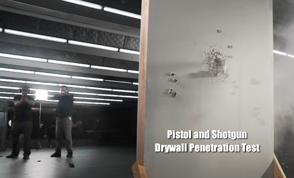 home defense rifle pistol shotgun 12 gauge 9mm ballistic gel drywall video test movie