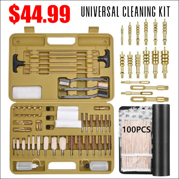 universal cleaning kit jags brushes mops brass rod case