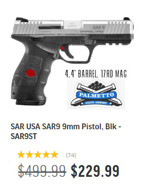 sar9 9mm pistol sale palmetto armory