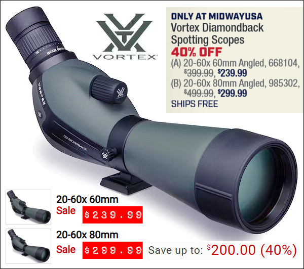 vortex 60mm 80mm spotting scope sale 20% Off discount