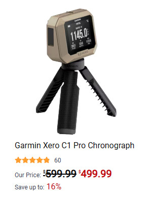 midwayusa garmin chronograph radar Xero C1 Pro save 100