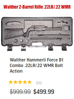 walther hammerli force b1 combo rimfire rifle .22 LR WMR
