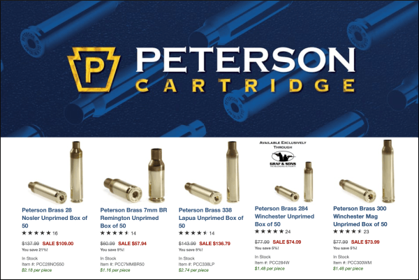 peterson brass sale