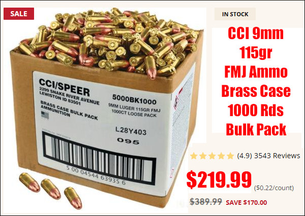 cci blazer 9mm bulk fmj ammo