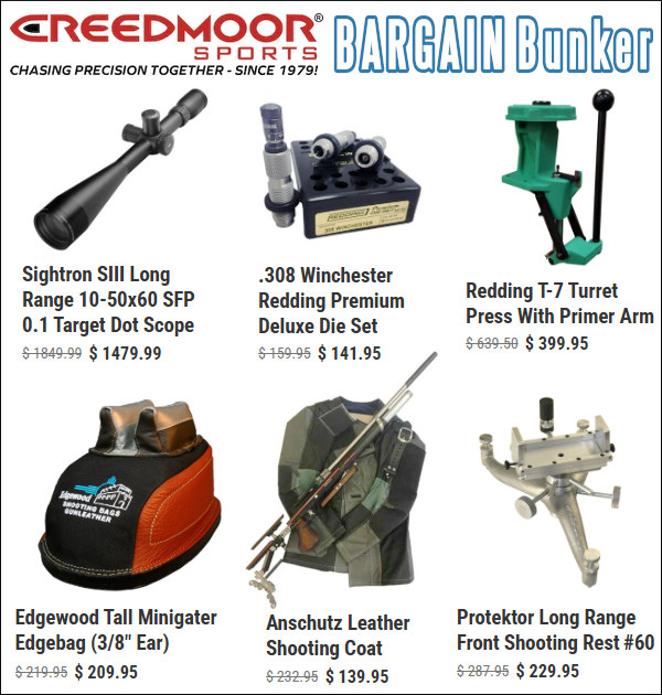 creedmoor sports 2026 sale bargain bunker sightron redding Wilson sale