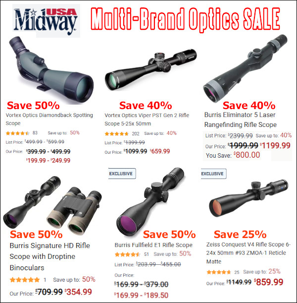 midwayusa optics scope binocs sale discount week