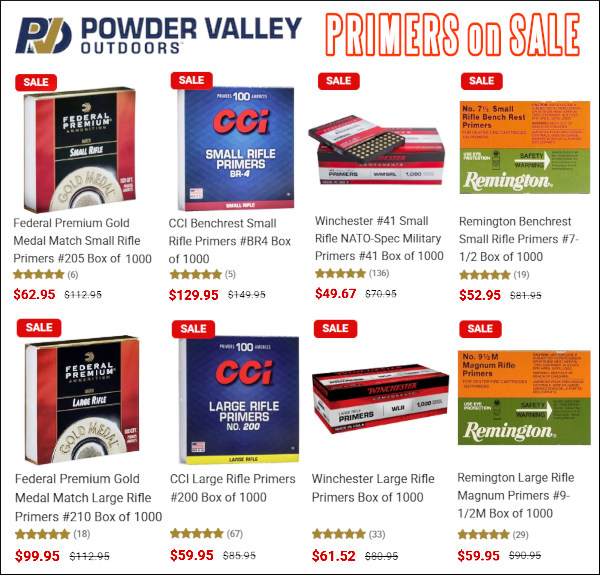 powder valley large small primer primers winchester cci federal sale