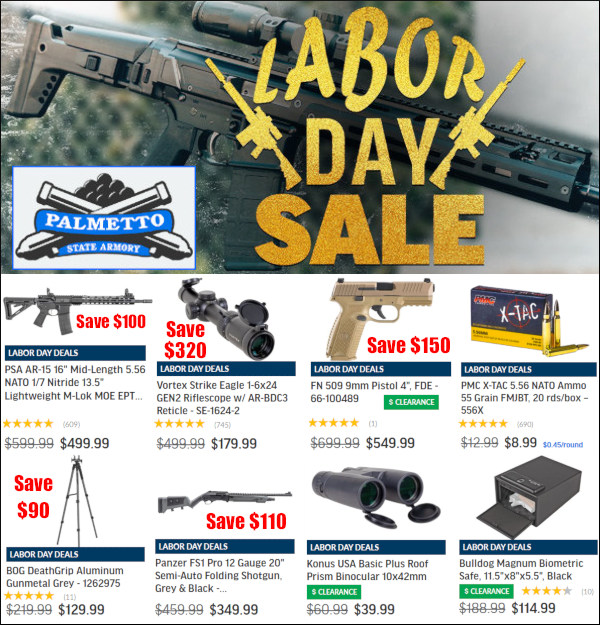 labor day optics pistol ammo rifle sale palmetto armory