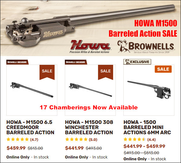 sale discount howa m1500 1500 barreled actions 308 223 6.5 creedmoor rifle project