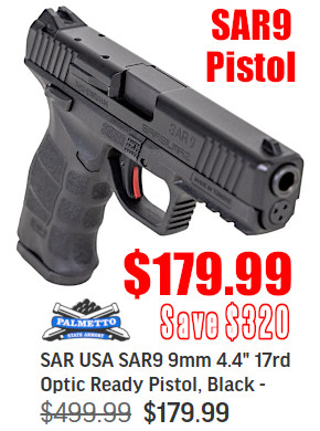 sar9 9mm optics ready pistol