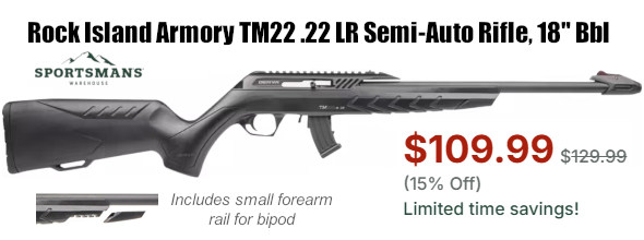 rock island armory rm22 semi-auto rimfire rifle sale